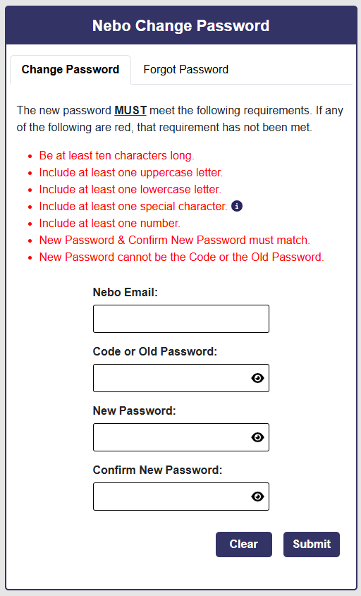 Change Password Form