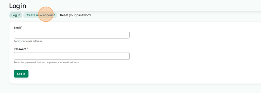 Select "Create new account" from the login screen.